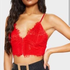 Red eyelash lace bralette from pretty little thing